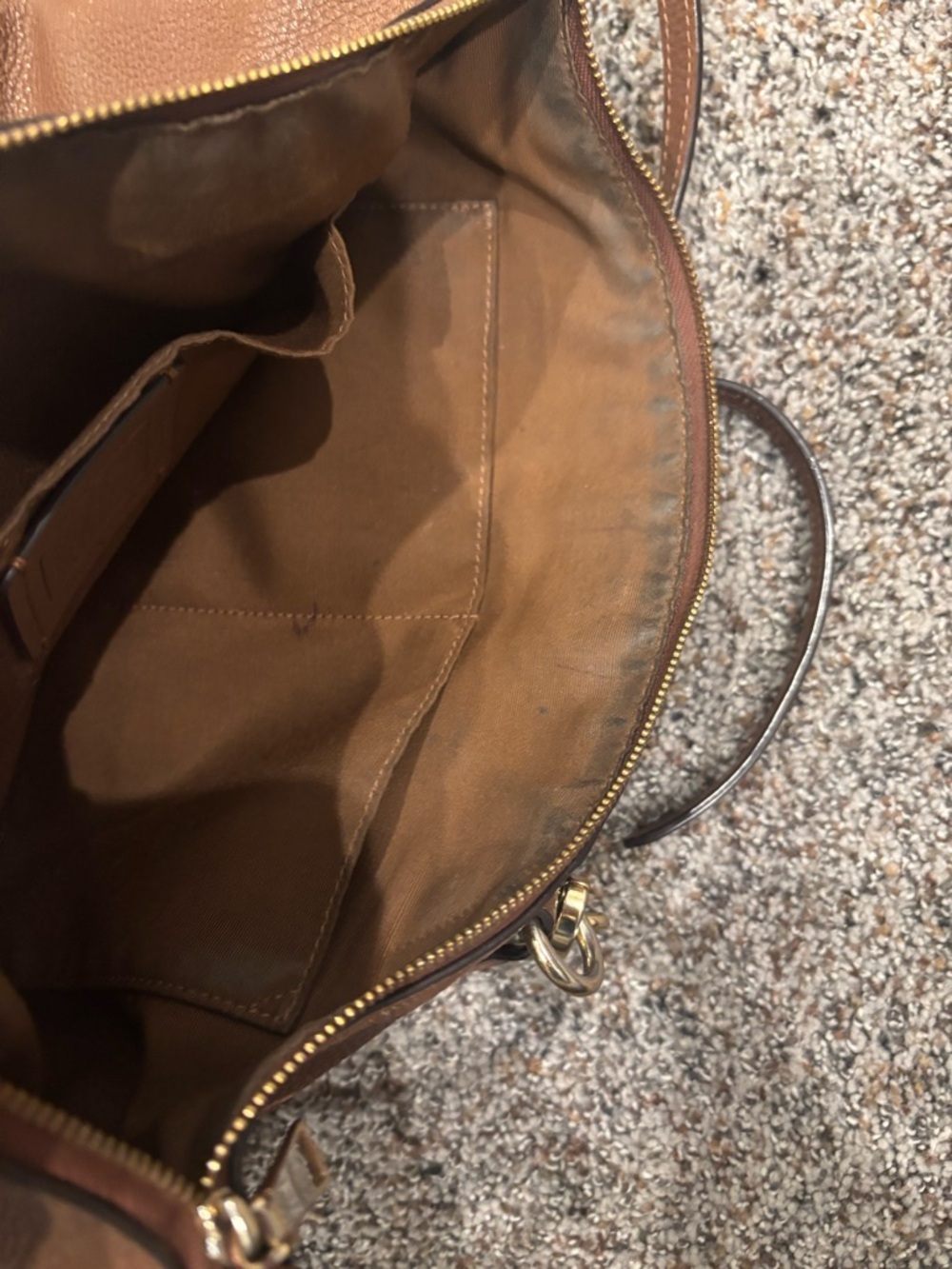 Coach TanBrown Pebbled Leather Satchel Crossbody Bag Gold Hardware - Picture 8 of 11